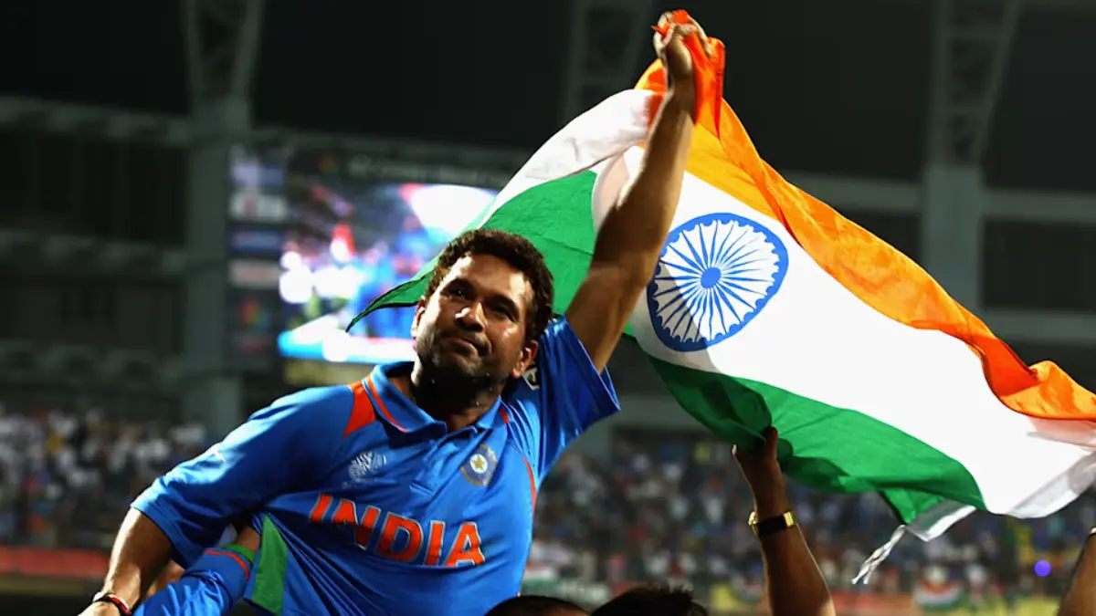 sacin tendulkar world cup wining image